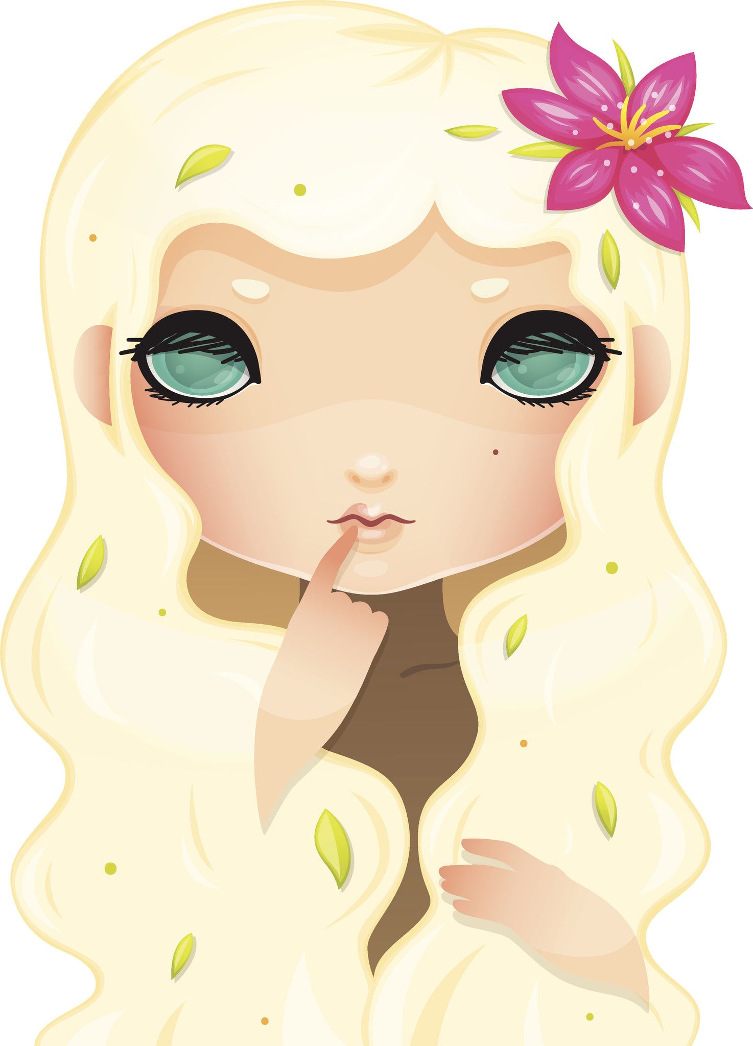 Cute Sweet Little Blonde Kawaii Earth Beach Girl Cartoon Vinyl Decal Sticker