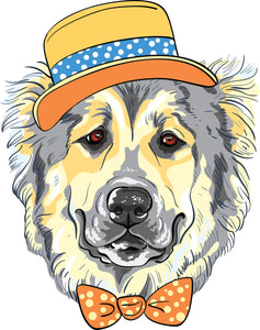 Cute Sweet Tophat German Shepherd Watercolor Dog Cartoon Vinyl Decal Sticker