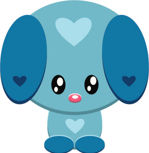 Cute Valentine Baby Animal Cartoon Emoji - Blue Puppy Dog Vinyl Decal Sticker