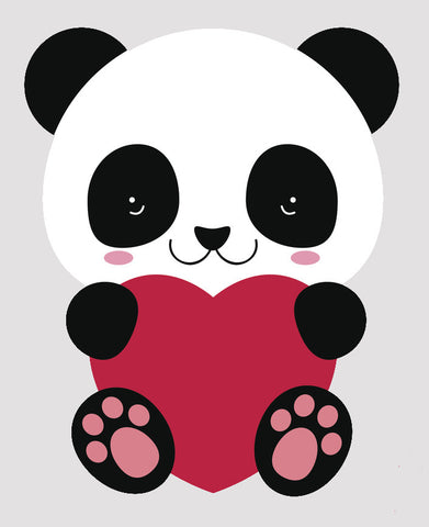 Cute Valentine Panda Bear Cub - Chocolate Heart Box Vinyl Decal Sticker
