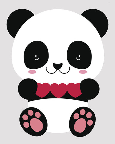 Cute Valentine Panda Bear Cub - Paper Hearts Vinyl Decal Sticker