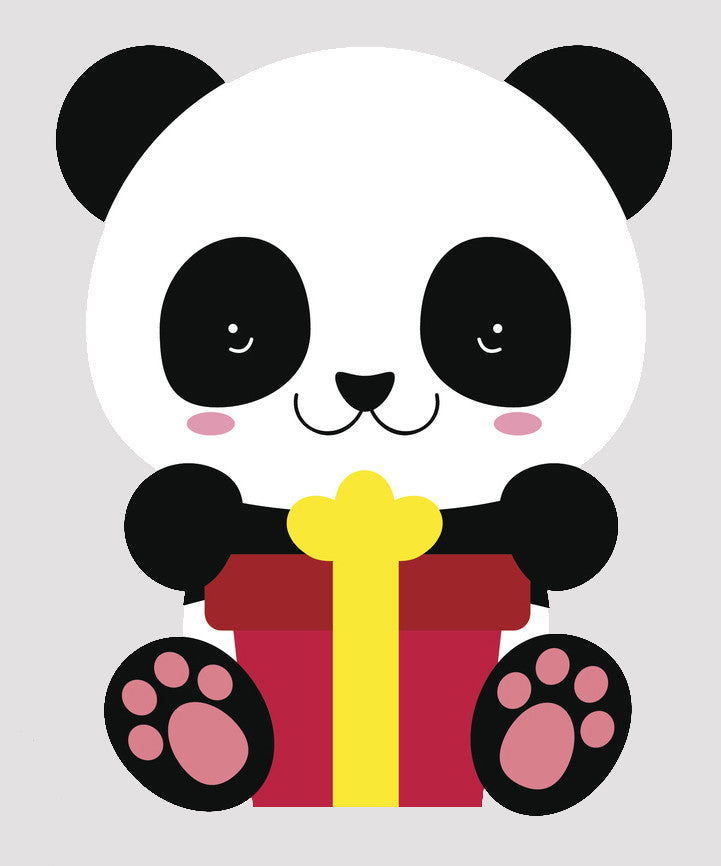 Cute Valentine Panda Bear Cub - Red Gift Box Vinyl Decal Sticker