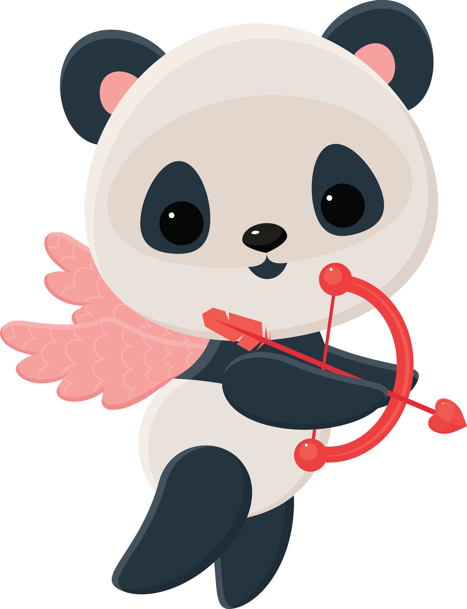 Cute Valentines Day Baby Panda Bear Cupid Vinyl Decal Sticker