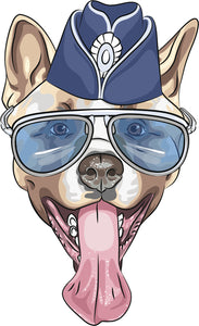 Cute Watercolor Yawning Military Pitbull Puppy Dog Vinyl Decal Sticker