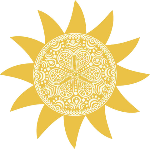 DETAILED SUN WITH RAYS YELLOW ORANGE WHITE Vinyl Decal Sticker