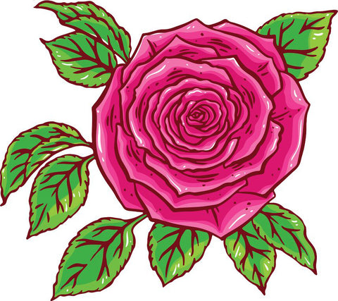 Delicate Tattoo Style Pink Rose Drawing (5) Vinyl Decal Sticker