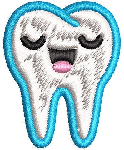 Iron on / Sew On Patch Applique Dentist Dental Care Tooth Teeth Emoji #10 Embroidered Design