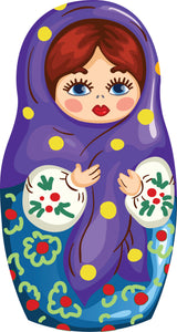 Detailed Holiday Russian Matryoshka Doll Drawing (2) Vinyl Decal Sticker