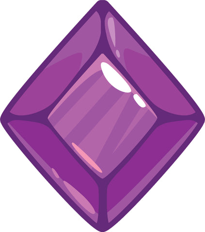 Diamond Beveled Gemstone Birthstone Jewel Cartoon - Amethyst Purple Vinyl Decal Sticker