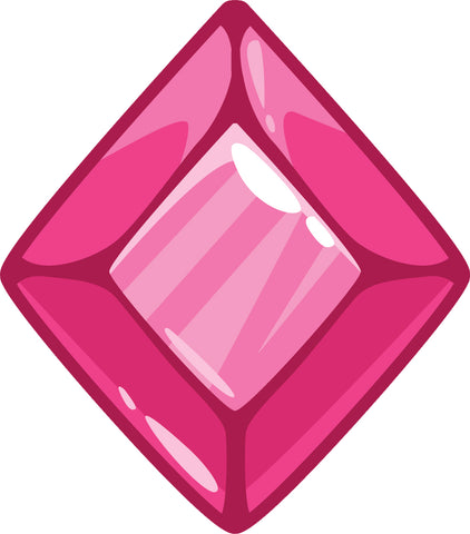 Diamond Beveled Gemstone Birthstone Jewel Cartoon - Pink Garnet Vinyl Decal Sticker