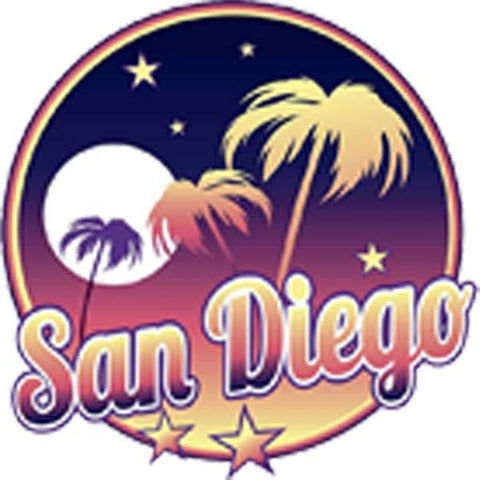 Divine Designs Cool Retro Vintage Beach City Travel Icon - San Diego Vinyl Decal Sticker