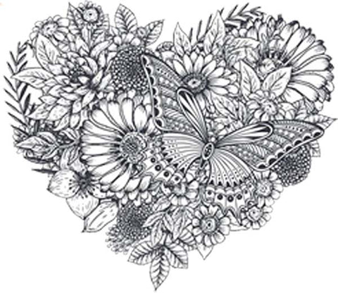 Divine Designs Pretty Elegant Delicate Flower Butterfly Heart Sketch Vinyl Decal Sticker