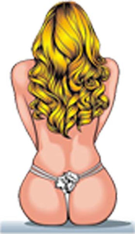 Divine Designs Sexy Woman Blonde Hair Bikini Thong Pink Nude Yellow Gold Black White Vinyl Decal Sticker