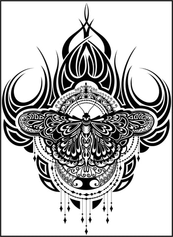 Elegant Tribal Tattoo Butterfly Boho Icon Border Around Image As Shown Vinyl Sticker