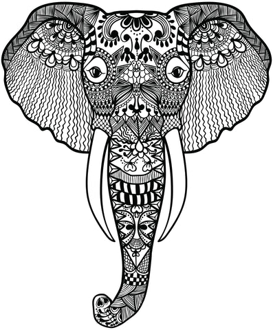 Elephant Head with Henna Pattern Vinyl Decal Sticker