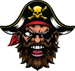 Fierce Pirate Captain with Eye Patch Cartoon Vinyl Decal Sticker