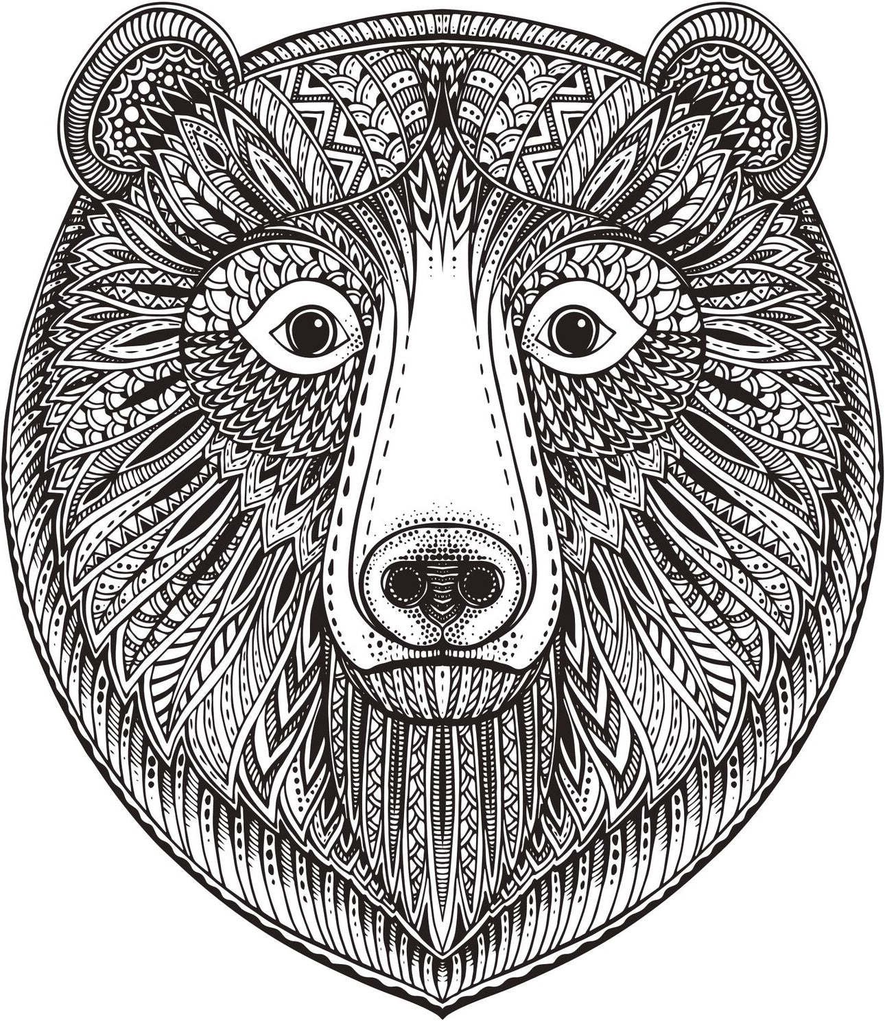 Friendly Bear with Patterned Fur Vinyl Decal Sticker