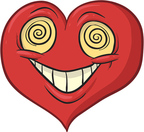 Funny Silly Heart Cartoon Emoji Symbol - Crazy In Love Vinyl Decal Sticker