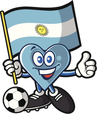 Futbol Soccer Lover Country  Flag Heart Cartoon - Argentina Vinyl Decal Sticker