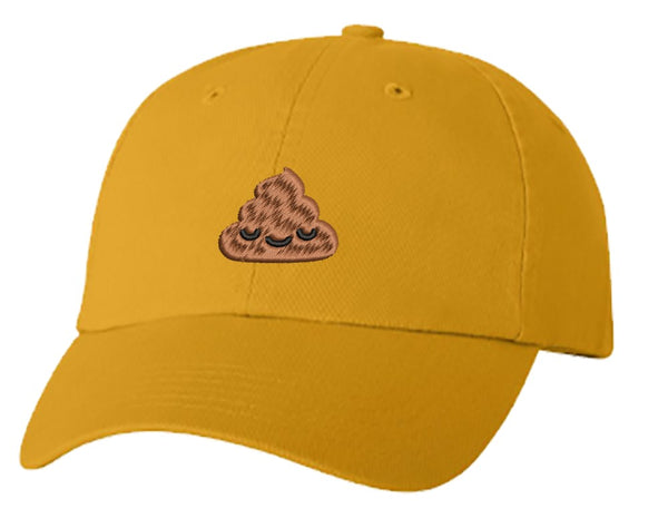 Unisex Adult Washed Dad Hat Happy Poop Emoji Cartoon (5) Embroidery Sketch Design