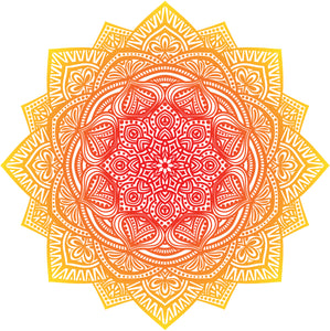 Golden Red Ombre Henna Pattern Mandala Flower Emblem Icon Vinyl Decal Sticker