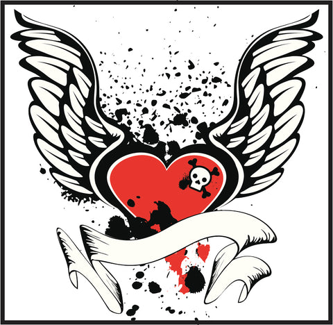 Gothic Punk Tattoo Skull Heart Cartoon Icon #1 Border Around Image As Shown Vinyl Sticker