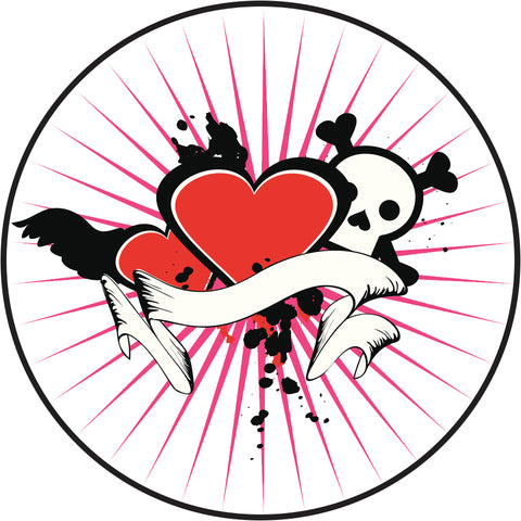 Gothic Punk Tattoo Skull Heart Cartoon Icon #2 Border Around Image As Shown Vinyl Sticker
