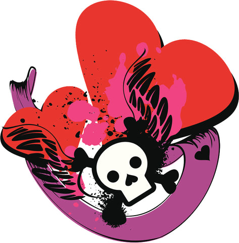 Gothic Punk Tattoo Skull Heart Cartoon Icon #3 Vinyl Decal Sticker