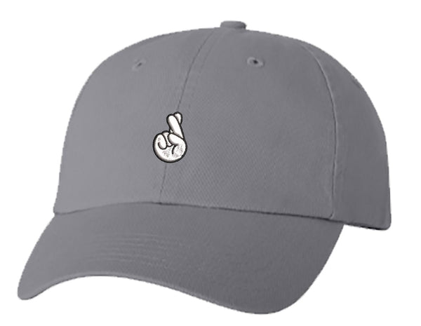 Unisex Adult Washed Dad Hat Fingers Crossed Promise Symbol Cartoon Embroidery Sketch Design