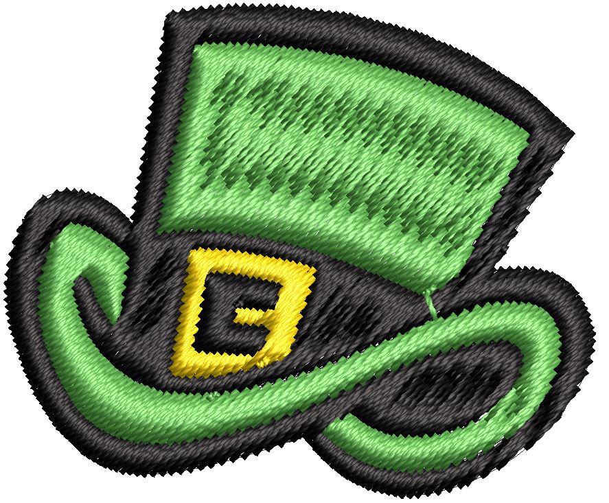 Iron on / Sew On Patch Applique Green Irish Leprechaun Top Hat Cartoon Embroidered Design