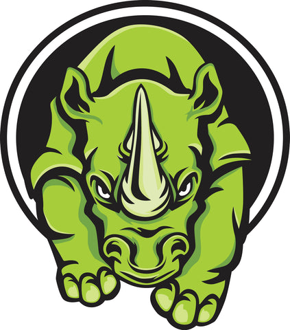 Green Angry Rhino Cartoon Icon Vinyl Decal Sticker