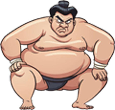 Grumpy Japanese Sumo Wrestler Cartoon Vinyl Decal Sticker