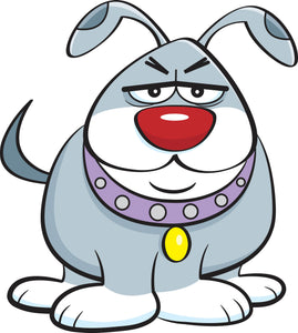 Grumpy Gray Puppy Dog with Red Nose Cartoon Vinyl Decal Sticker
