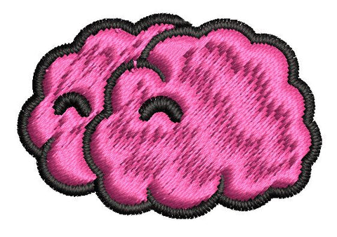 Iron on / Sew On Patch Applique Happy Content Smart Strong Pink Brain Cartoon Embroidered Design