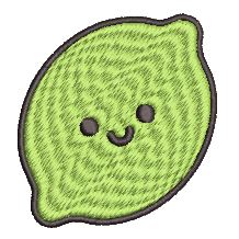 Iron on / Sew On Patch Applique Happy Cute Kawaii Fruit Cartoon Emoji - Lime Embroidered Design