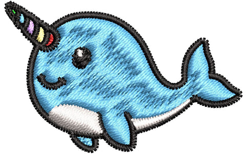 Iron on / Sew On Patch Applique Happy Cute Rainbow Narwhal Cartoon Emoji Embroidered Design