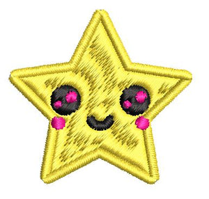 Iron on / Sew On Patch Applique Happy Emoji - Star #2 Embroidered Design