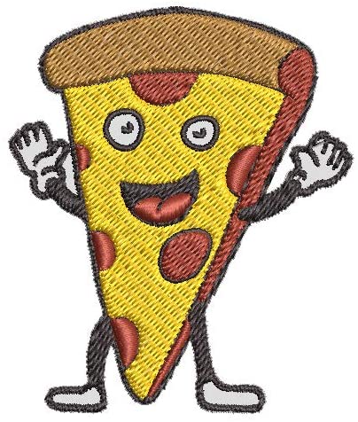 Iron on / Sew On Patch Applique Happy Fast Food Emoji - Pizza Embroidered Design