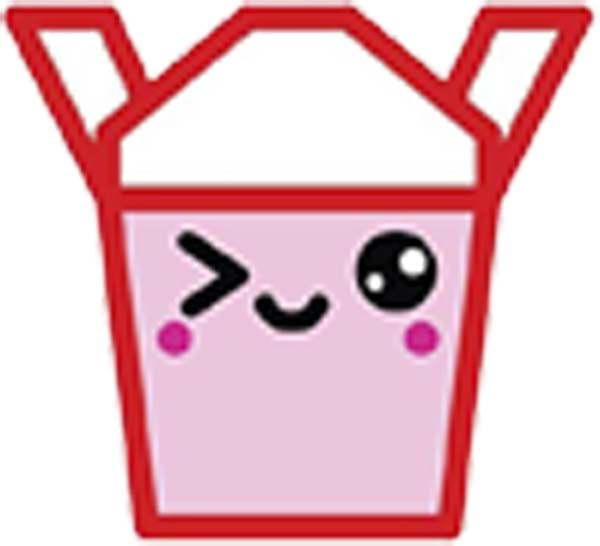 Happy Japanese Food Cartoon Emoji - Red Take Out Bowl Vinyl Decal Sticker