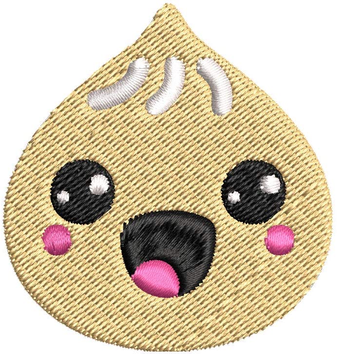 Iron on / Sew On Patch Applique Happy Japanese Food Cartoon Emoji Dumpling Embroidered Design