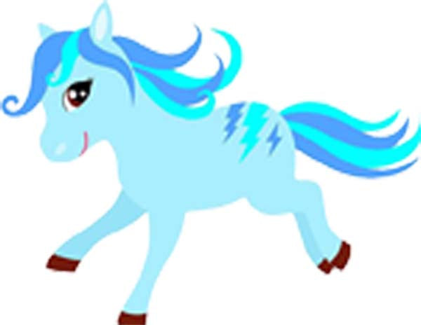 Happy Pony Horse Colorful Cute for Little Girl Toddler Cartoon - Blue Lightning Bolts Vinyl Decal Sticker