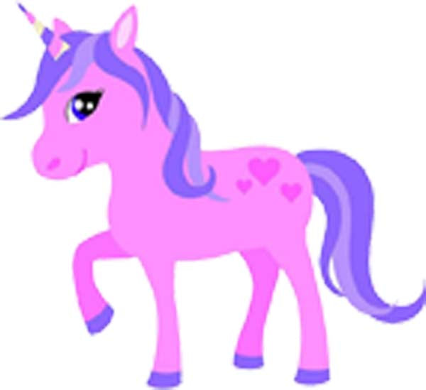 Happy Pony Horse Colorful Cute for Little Girl Toddler Cartoon - Unicorn Pink Hearts Vinyl Decal Sticker