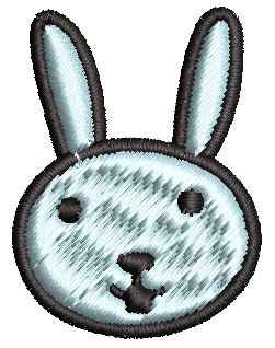 Iron on / Sew On Patch Applique Happy Simple Farm Zoo Animal Nursery Cartoon Emoji - Bunny Embroidered Design