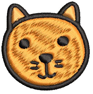 Iron on / Sew On Patch Applique Happy Simple Farm Zoo Animal Nursery Cartoon Emoji - Cat Embroidered Design