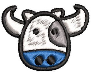 Iron on / Sew On Patch Applique Happy Simple Farm Zoo Animal Nursery Cartoon Emoji - Cow Embroidered Design