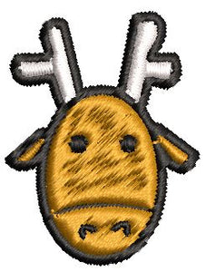 Iron on / Sew On Patch Applique Happy Simple Farm Zoo Animal Nursery Cartoon Emoji - Deer Embroidered Design