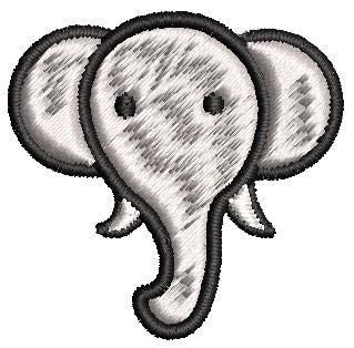 Iron on / Sew On Patch Applique Happy Simple Farm Zoo Animal Nursery Cartoon Emoji - Elephant Embroidered Design