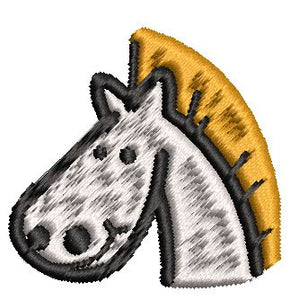 Iron on / Sew On Patch Applique Happy Simple Farm Zoo Animal Nursery Cartoon Emoji - Horse Embroidered Design