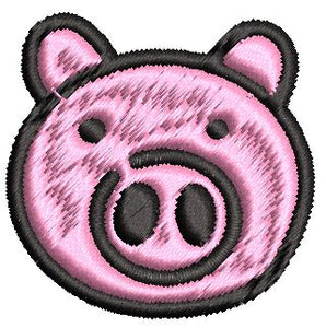 Iron on / Sew On Patch Applique Happy Simple Farm Zoo Animal Nursery Cartoon Emoji - Pig Embroidered Design