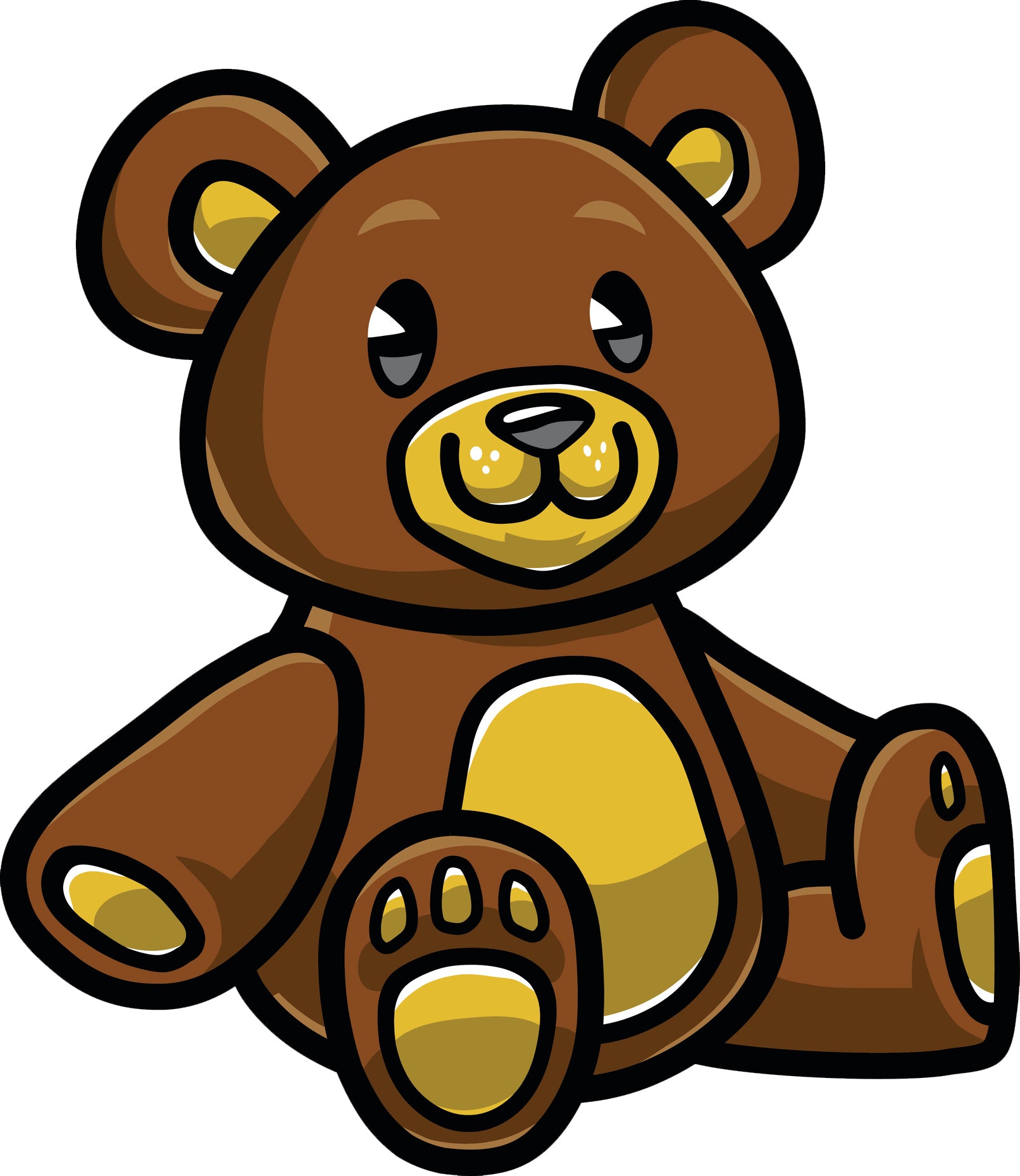 Happy Brown Teddy Bear Cartoon Vinyl Decal Sticker